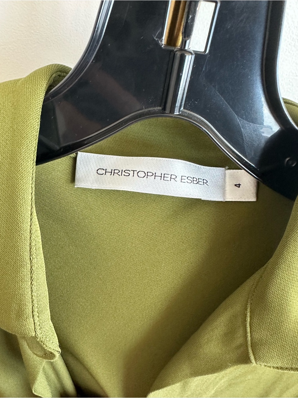Christopher Esber Olive Green Deep V-neck Silk Maxi Dress - size US 0 (AUS 4) - Picture 4 of 5